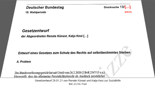 Entwurf eines Gesetzes zum Schutz des Rechts auf selbstbestimmtes Sterben (Entwurfskizze) von Renate Künast und Katja Keul, Bündnis 90 / Die Grünen vom 29.01.21